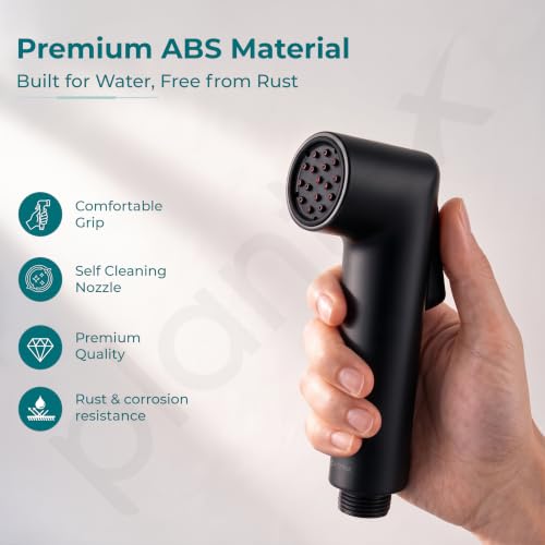 Image of Plantex Self Cleaning Health Faucet for Toilet /ABS Plastic Jet Spray for Bathroom /Hand Gun /Without Hose Pipe - Pack of 1 (Black)