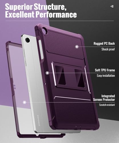 Image of MoKo Shockproof Case Fit Samsung Galaxy Tab A11+ Plus / A9+ 11 Inch | Full Body Rugged Stand Back Cover with Built-in Screen Protector for Galaxy Tab A11+ / A9+ Tablet, Dark Purple