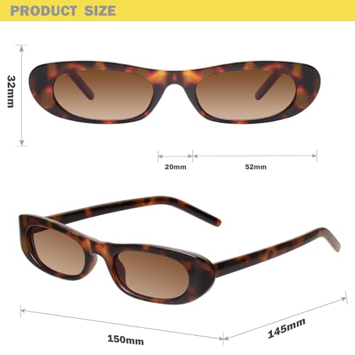 Image of mosanana Small Cat Eye Sunglasses for Women Y2k Retro Oval Narrow Cool Sun Glasses Shades MS52357