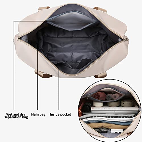 Travel Duffel Bags For Women,Large Capacity Carry On Tote Bag,Expandable Sports Gym Bag With Trolley Sleeve Weekender Tote Bags For Hospital Gym Check Khaki Birthday Gift Bag Dance Swim Yoga Beach Bag #TOP2