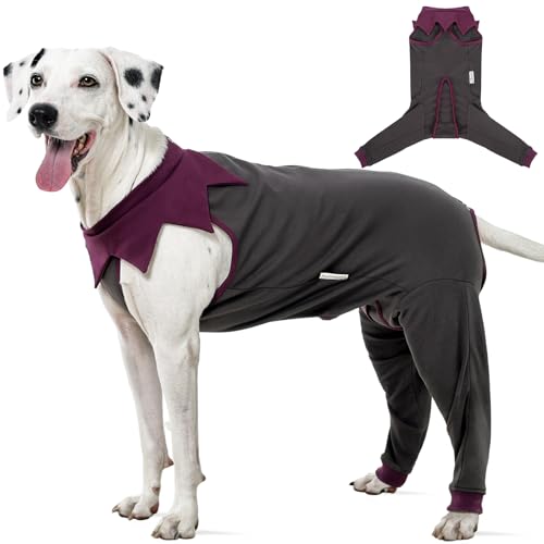 Image of FUAMEY Dog Recovery Suit with Rear Leg Sleeve Dog Onesie After Surgery | Zip-Up Dog Onesies for Female Male Spay Neuter Surgery,Dogs Pants to Prevent Licking Wounds on Thigh Incision Joints Grey XL