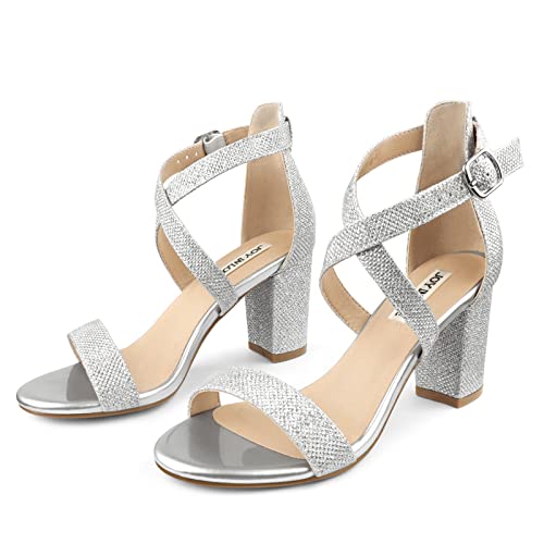 Image of JOY IN LOVE Women's Chunky Block Heels 3 Inch Ankle Strap Low Heel Sandals
