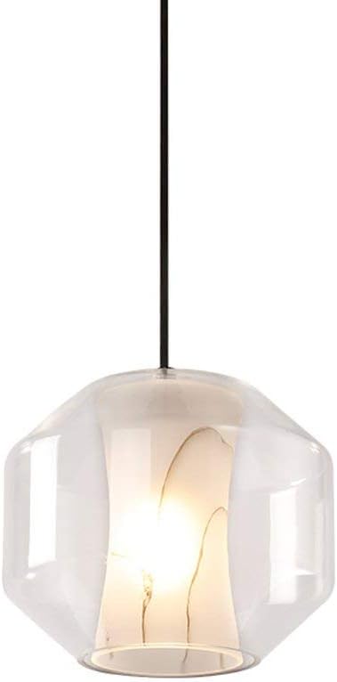 ZLHW Transparent Glass Ceiling lamp Nordic Modern Minimalist Fashion Art Chandeliers a Light Source Ball Hanging lamp Creative bar Turntable Ceiling lamp Marble Chandeliers, Transparent Color