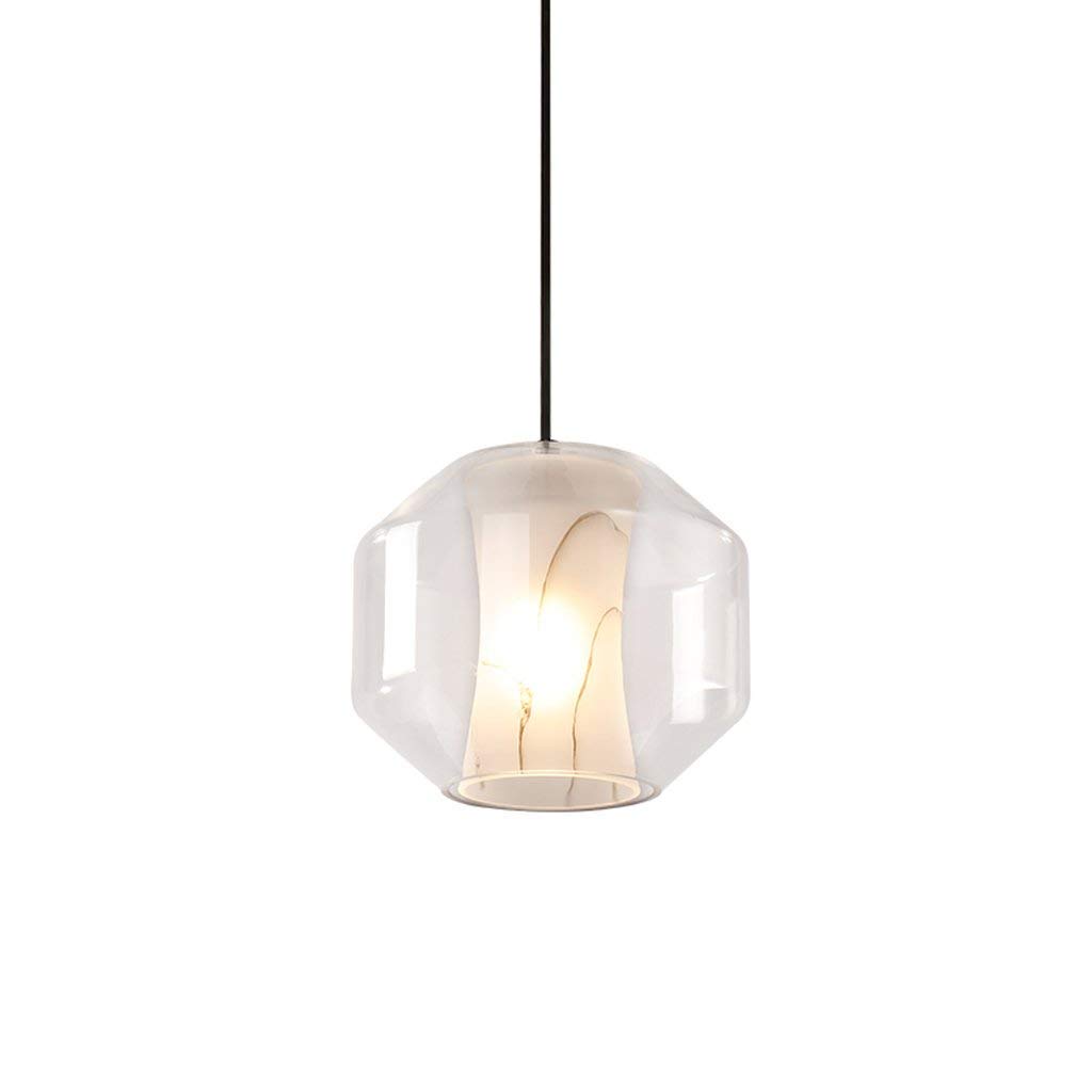 ZLHW Transparent Glass Ceiling lamp Nordic Modern Minimalist Fashion Art Chandeliers a Light Source Ball Hanging lamp Creative bar Turntable Ceiling lamp Marble Chandeliers, Transparent Color