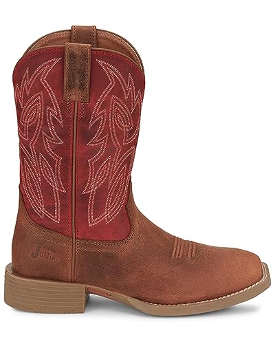 Image of Justin Canter 11 inch Western Boots for Men, Full Grain Leather, Woven Lining, Square Toe, Slip-Resistant Rubber Outsole