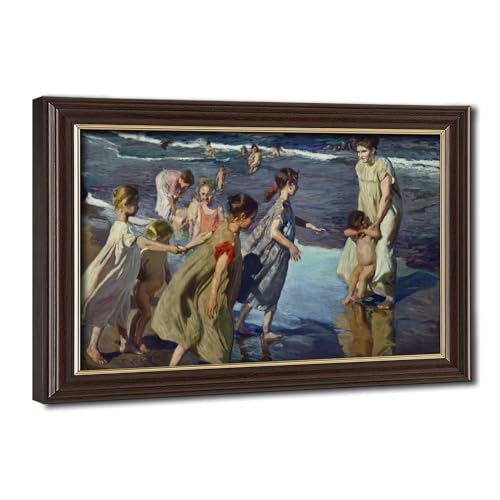 Impression sur toile premium Summer Sorolla avec cadre à suspendre en bois véritable
