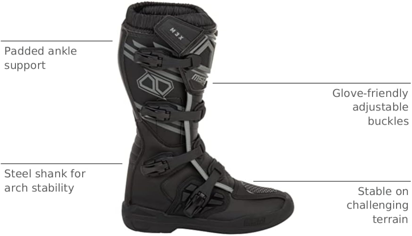 Amazon.com: MSR M3X Motocross Boots – Black, Men's Size 8 – Rugged