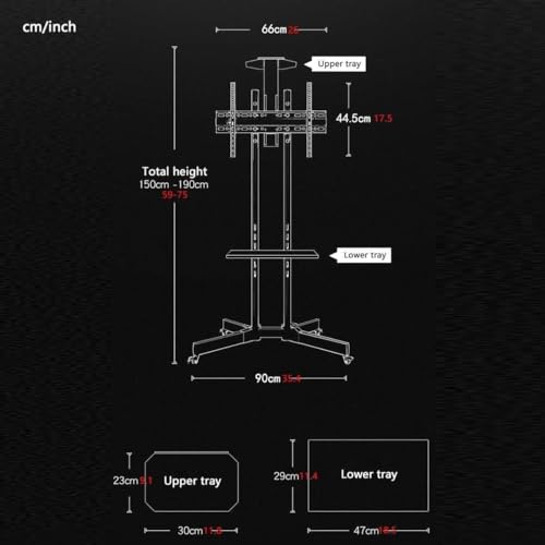 Soporte móvil para TV con ruedas, ajustable 37-60 pulg miniatura 3