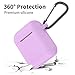 SATLITOG Case Cover with Secure Lock Keychain, Protective Silicone Cover Compatible with Apple AirPods 2nd & 1st Charging Case - Light Purple