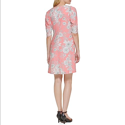 Image of Tommy Hilfiger Women's Floral Jersey Short Puff Sleeve Dress