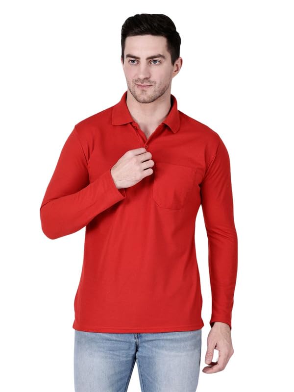 Full Sleeve Men's Polo T-Shirt | Regular Fit, Soft & Breathable Cotton Blend Fabric | Classic Polo Collar, Casual & Office Wear | Available in Sizes M to 6XL, Multiple Colors-picture-38