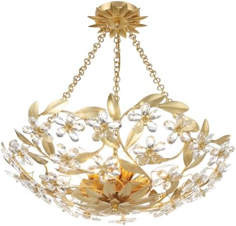 Crystorama Marselle 6 Light Antique Gold Semi Flush Mount