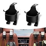 getfay 2 Pack Car Seat Headrest Hook with Cup Mount, 3 in 1 Multifunctional Vehicle Storage Hook Replacement, Universal Waterproof Automotive Organizer Accessories for Truck SUV Car (Black)