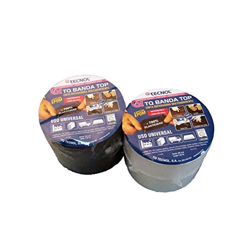 BANDA TOP. Cinta reparadora multiadherente de uso universal. 7,6m x 10cm. ESPECIAL EPDM. Repara: PVC, Toldos, Pérgolas, Caravanas, Tiendas de campaña, Carpas, Hinchables, Depósitos, Tuberías (Negro)