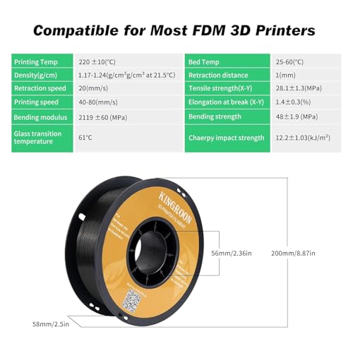 Image of Kingroon PLA 3D Printer Filament Bundle, 16 Rolls, Dimensional Accuracy + /- 0.02 mm, 16kg Spool(35.2lbs), 1.75 mm 16 Colors
