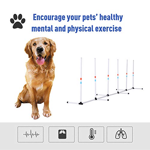 Pawhut Adjustable Dog Agility Training Obstacle Set With Weaves Poles And Storage Bag #TOP5