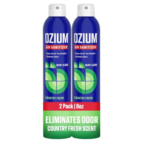 Ozium Air Sanitizer Spray - Room Odor Eliminator for Home Car and Office - Country Fresh Air Cleaner - 8 oz Can - 2 Pack