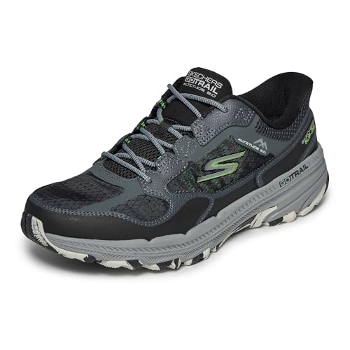 Skechers Men's GO Run Trail Altitude 2.0 - Rocky Hill Trail Running Shoes, Black/Gray, 10