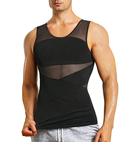 Mens Compression Shirt Slimming Body Shaper Vest Sleeveless Undershirt Tank Top Tummy Control Shapewear for Men