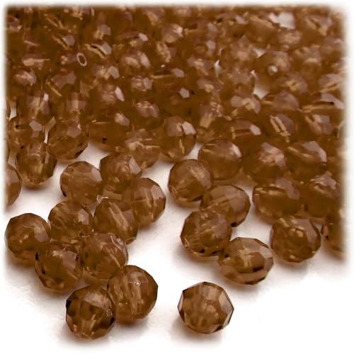The Crafts Outlet 200pc Faceted Plastic Transparent Beads Round 8mm Brown Beads