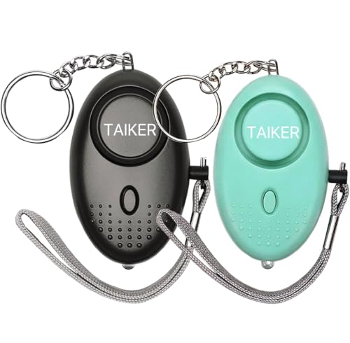 Image of Personal Alarm for Women 140DB Emergency Self-Defense Security Alarm Keychain with LED Light for Women Kids and Elders-2 Pack (Black & Aqua Marine)