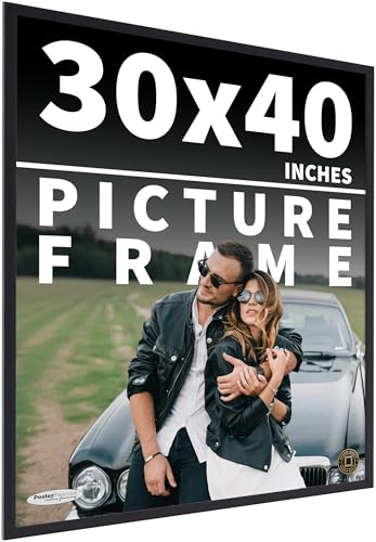 Poster Palooza 30x40 Contemporary Black Wood Picture Frame - Complete with Frame Grade Acrylic, Backing, and Hardware