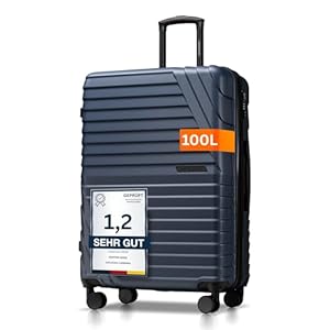 Cocoono Hartschalenkoffer XL Groß - 100L Volumen - 158cm Gurtmaß - 8 Rollen 360° drehbar - Leichter Koffer mit TSA Schloss & Teleskopgestänge - Reisekoffer mit Rollen, Trolley (Navy, XL)