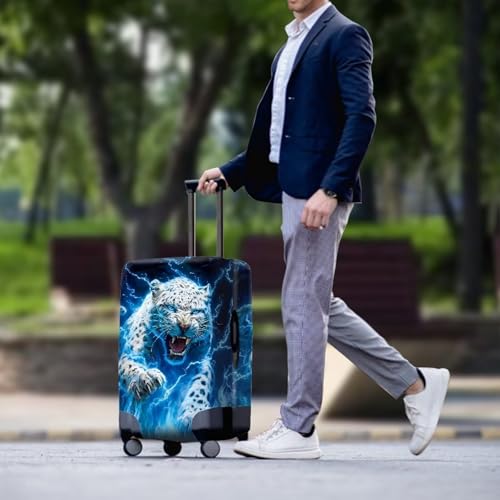 Image of Mumeson Leopard Travel Luggage Cover, Suitcase Protect Stretch Baggage Case Protective Washable Fit 18-32 Inch Luggages