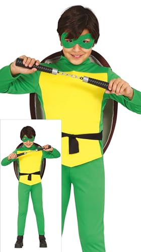 FIESTAS GUIRCA Disfraz de luchador de tortugas aventurero para niños o niñas   Mono de guerrero de karate verde y caparazón de tortuga   Disfraces para niños y niñas   Edad unisex 5 6 años