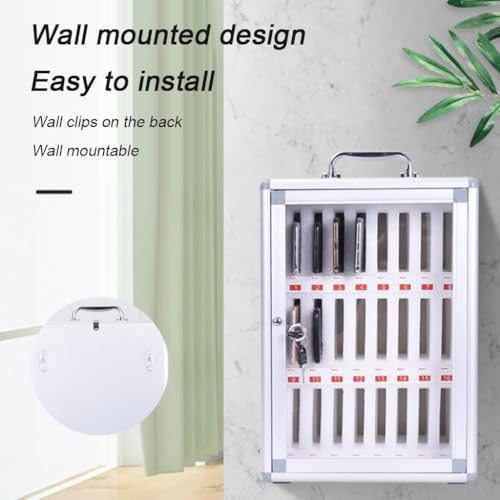 Image of Cell Phone Storage Box 12-60 Slot Mobile Phone Storage Cabinet Aluminum Alloy Phone Lock Box Wall Mounted for School Factory Company(Silver-A,60)