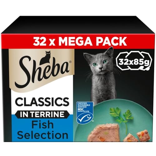 Sheba Classics Adult Wet Cat Food Trays Ocean Selection in Terrine 96 x 85g
