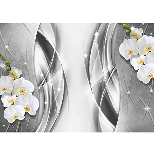 Fototapete Blumen Orchidee 352 x 250 cm Vlies Tapeten Wandtapete XXL Moderne Wanddeko Wohnzimmer Schlafzimmer Büro Flur Schwarz Weiss 9320011c