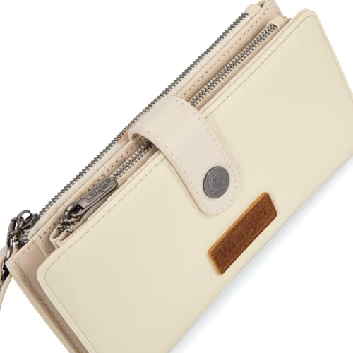 Image of Montana West X Wrangler Wristlet Wallets for Women Large Bifold Clutch Wallets with Coin Purse Smooth Zipper and Rfid Lining