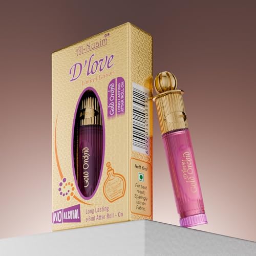 Al-Nuaim D'Love Gold Orchid Alcohol Free Attar Roll On for Men - Pack of 4 (6ml Each) | Exquisite & Long Lasting Fragrance