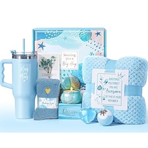 Birthday Gifts for Women Self Care Gifts Get Well Soon Gifts, Ocean Relaxing Spa Gifts Basket Care Package w/ Flannel Blanket 40 OZ Tumbler, Christmas Gifts for Mom Wife Grandma Friends Sisters Her