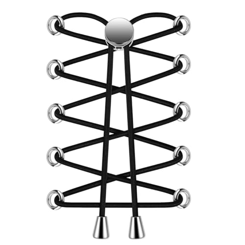 Widamin Elastische Schnürsenkel mit Schnellverschluss, Schnürsenkel Ohne Binden, Schnellschnürsystem Schnürsenkel-Set für Läufer, Kinder und ältere Menschen,black