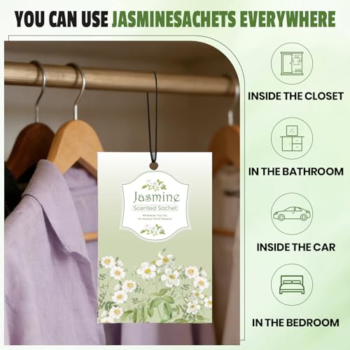 Image of FURWEY 16 Packs Jasmine Scented Sachets, Long Lasting Sachet Bag | For Drawers and Closets, Room Car Odor Deodorizer, Fresh Scent Home Fragrance