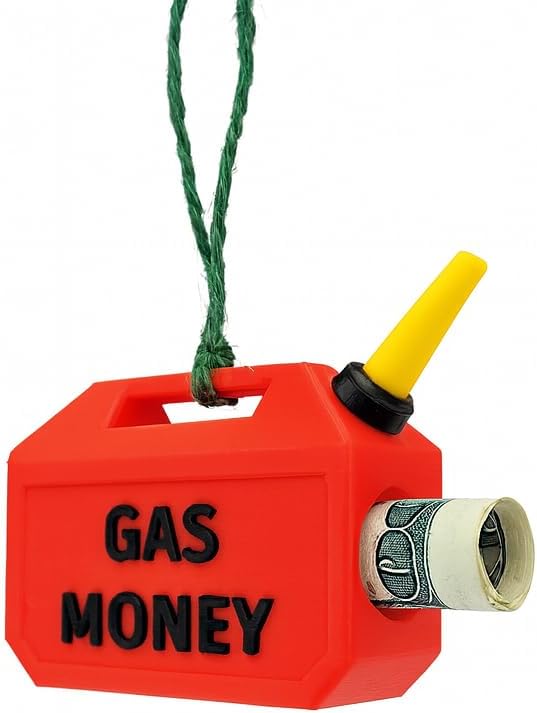 Gas Can Money Holder Christmas Tree Ornament - A Quirky Holiday Gift 3D Printed