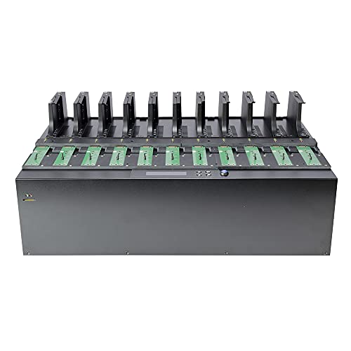 Image of Systor 1 to 10 PCIe M.2 NVMe /SATA Duplicator - 24GB /Min - SYSNVME-HC410 | Standalone duplicator to clone, erase and sanitize PCIe M.2 NVMe, SATA SSDs, and 2.5 inch SATA hard drives with no PC required.
