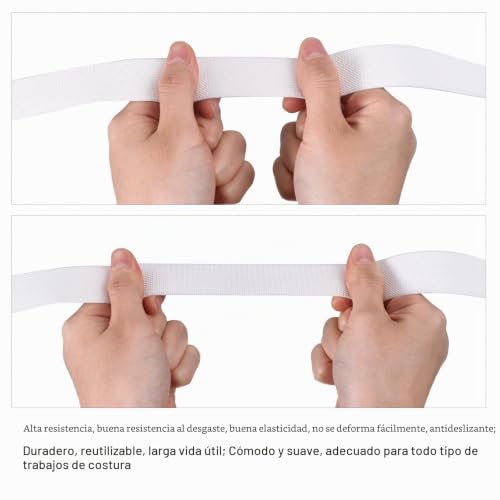 Miniatura 3 de Quarkzman Cintas Elásticas Para Coser 2cm 5 Yardas 15 Pies Gris Claro Carrete De Elástico De Punto De Alta Elasticidad Para Pelucas, Cinturones, Pantalones