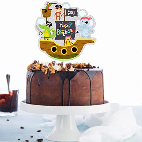 Pirate Ship Cake Topper - Pirate Themed Party For Kids, Pirate Captain Birthday Party For Boys Or Girls, Or Baby Shower Party Cartoon Animal Pirate Crew Decoration -Sugargera #TOP5