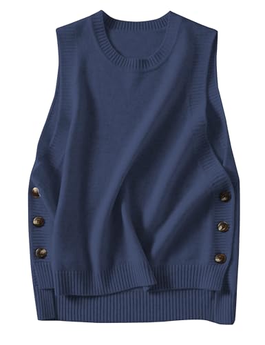 Image of HangNiFang Women's Round Neck Sleeveless Pullover Ribbed Knit Sweater Vest