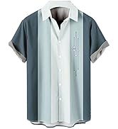 Men's Casual Short Sleeve Button Down Vintage 1950s Bowling Shirts