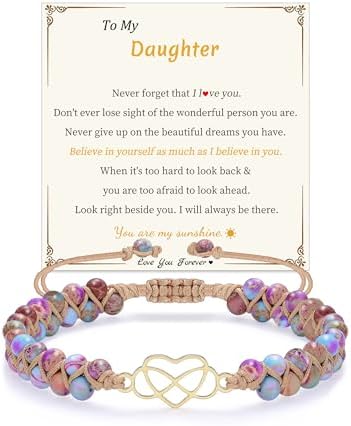Gifts for Daughter Granddaughter Christmas Gift To My Mom Grandma Wife Girlfriend Sister Jasper Heart Bracelets Birthday Anniversary Stocking Stuffers for Teens Jewelry for Women