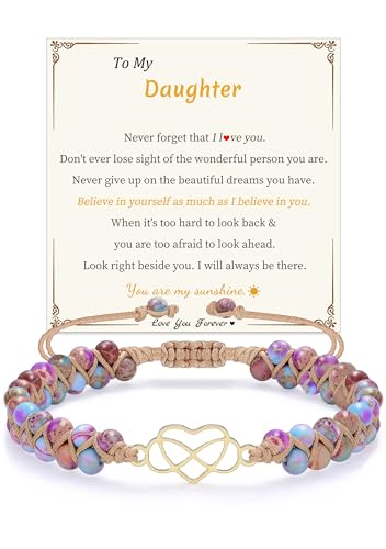 Gifts for Mom Daughter Granddaughter Love Gifts for Wife Girlfriend to My Sister Jasper Heart Bracelets Natural Stone Bracelet Graduation Birthday Anniversary Christmas Jewelry for Women