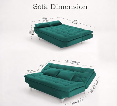 Image of Krancy Solid Wood 3 + 2 Seater Sofa Cum Bed with 2 Cushions | Convertible Wooden Couch for Living Room, Home & Office | Modern Designer Furniture | 3 Years Warranty | Pine