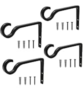 QIEGL 4Pack Hanging Plant Bracket 6inch Metal Plant Hook Shepherds Hook Decorative Wall Plant Han...