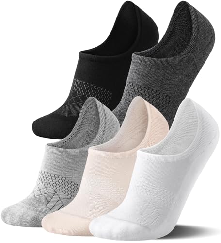 FITRELL No Show Socks Womens Cotton Cushioned Athletic Ankle Low Cut Invisible Non Slip Socks 5-8 Pairs