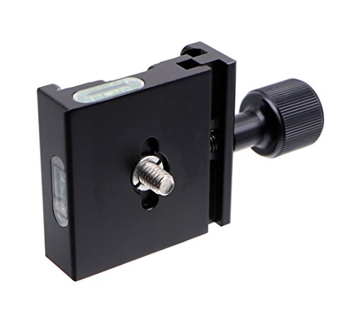 Hithut 50Mm Aluminum Universal Screw Knob Clamp Quick Release Qr Clamp 3/8" W 1/4" Adapter With Gradienter, Compatible With Arca-Swiss Standard Tripod Monopod Ballhead #TOP2