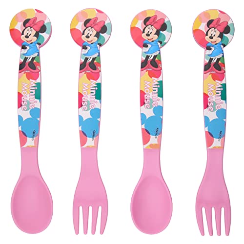 damaloo Set de Couverts pour Minnie Mouse - Lot de 2 Fourchettes et Cuillères en Plastique pour Enfant, sans BPA, Petits Couverts en Plastique Légers et Réutilisables Cover